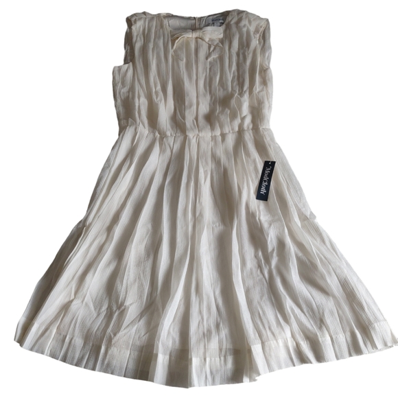 NWT ModCloth Size Small Sleeveless Metallic Pleated Bow Accent Mini Dress - Picture 3 of 15